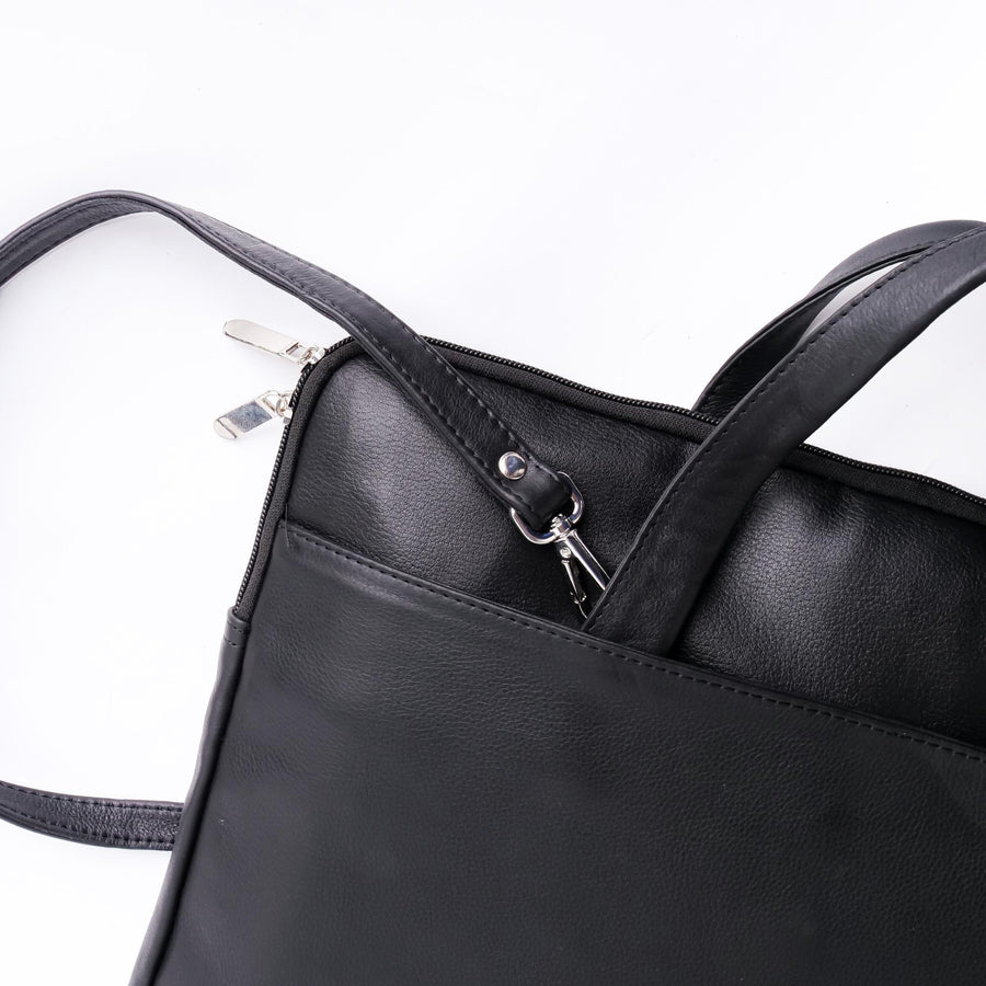 The Founder Ultra Slim Leather Laptop Bag-Black