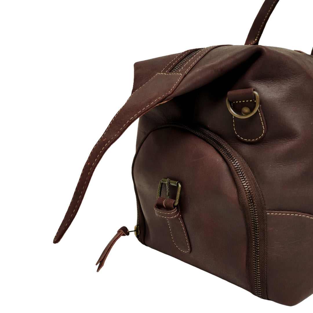 The Weekender Travel Leather Duffle Bag-Midnight Brown