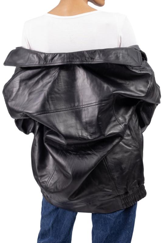 Womens Oversized Black Leather Jacket