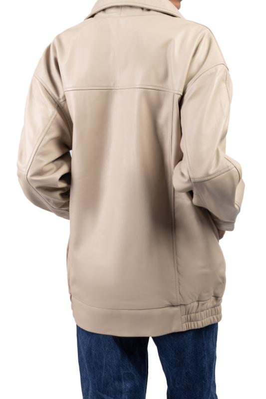 Womens Oversized Ash White Leather Jacket