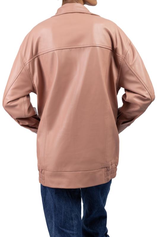 Womens Oversized Pink Leather Jacket