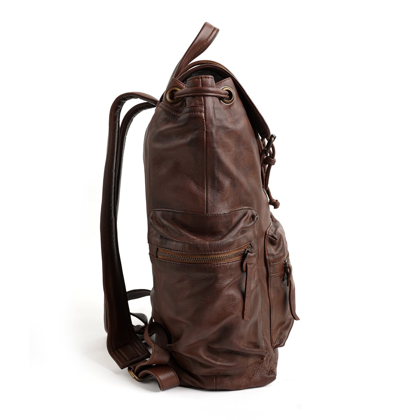 Leather Backpack Travel Laptop Office Bag - Tan