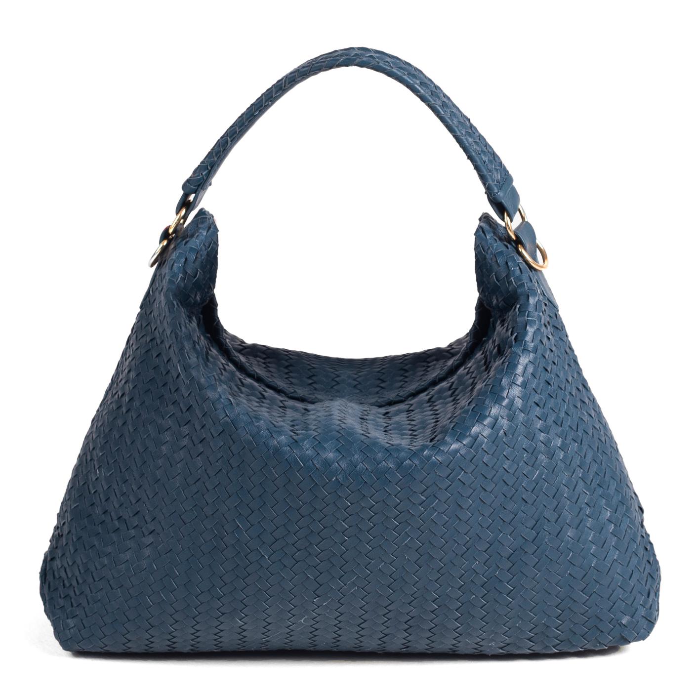 Handmade Woven Original Blue Leather Bag