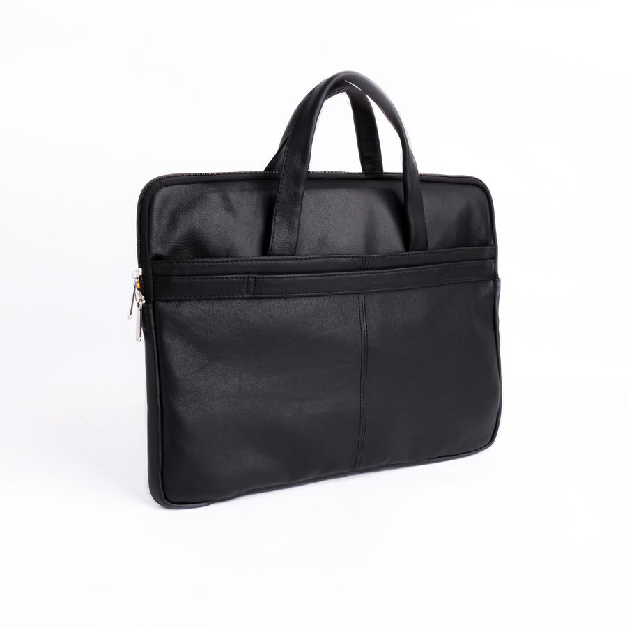 The Founder Ultra Slim Leather Laptop Bag-Black