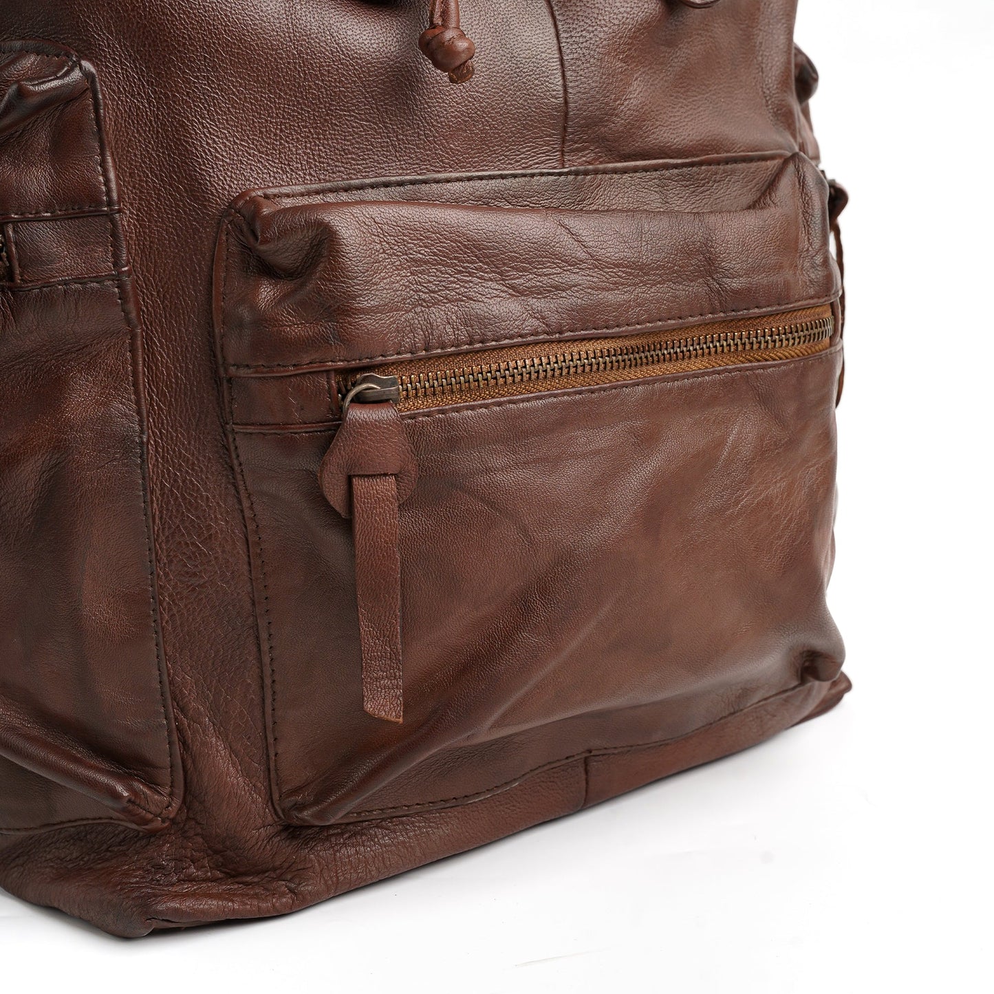 Leather Backpack Travel Laptop Office Bag - Tan