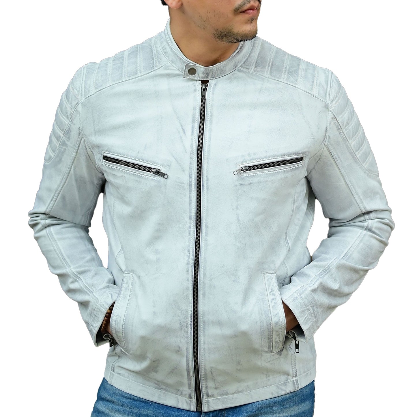 Jild Biker Style Cafe Racer Vintage Look Motorcycle Jacket