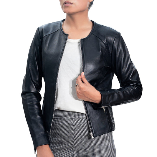 Womens Basic Everyday Leather Jacket