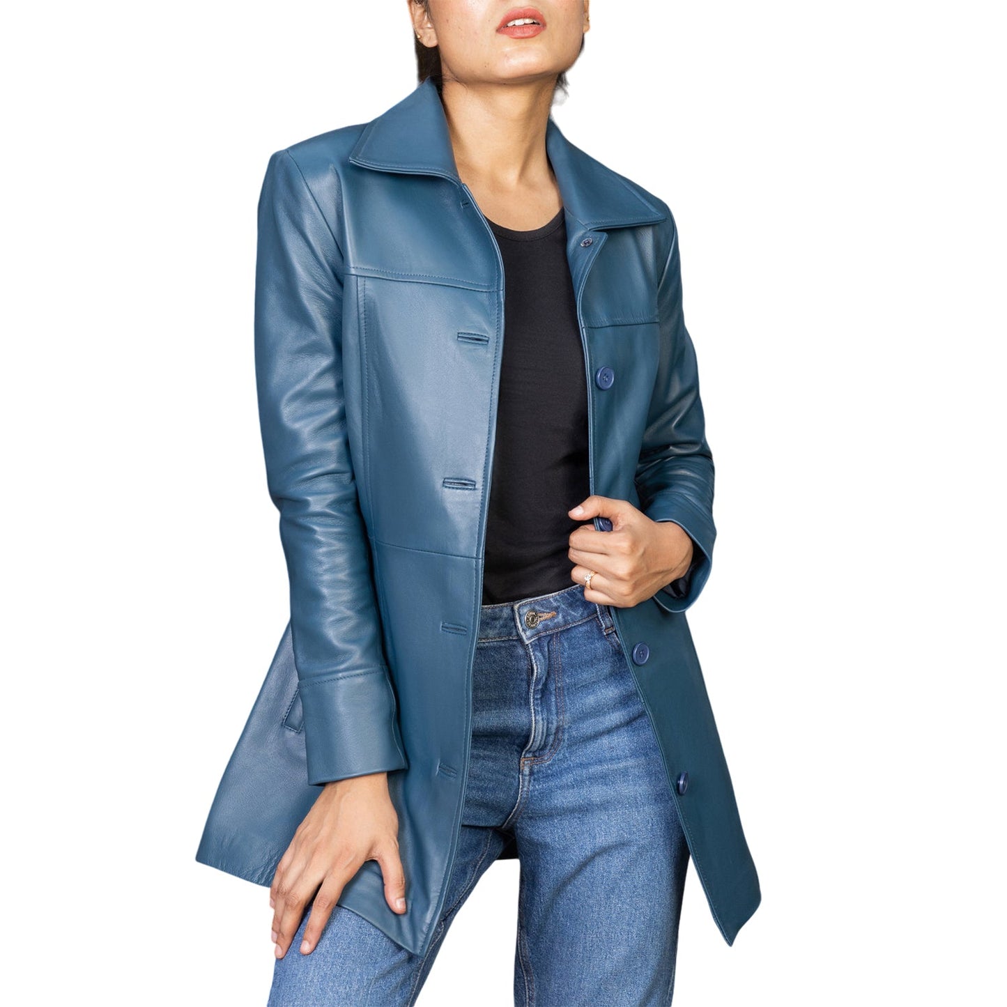 Chic and timeless women’s leather car coat  