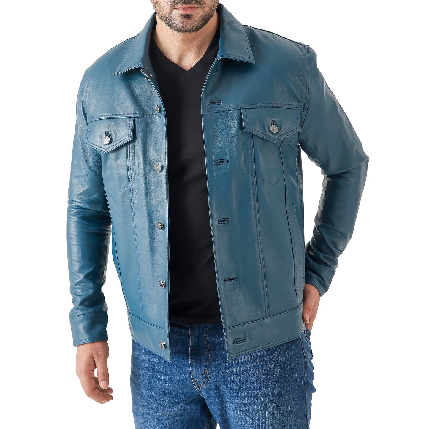 Men’s Leather Trucker Jacket