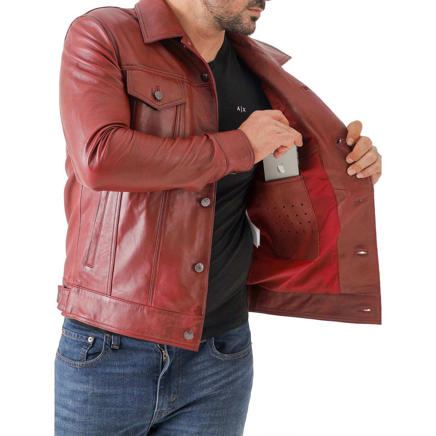 Men’s Leather Trucker Jacket