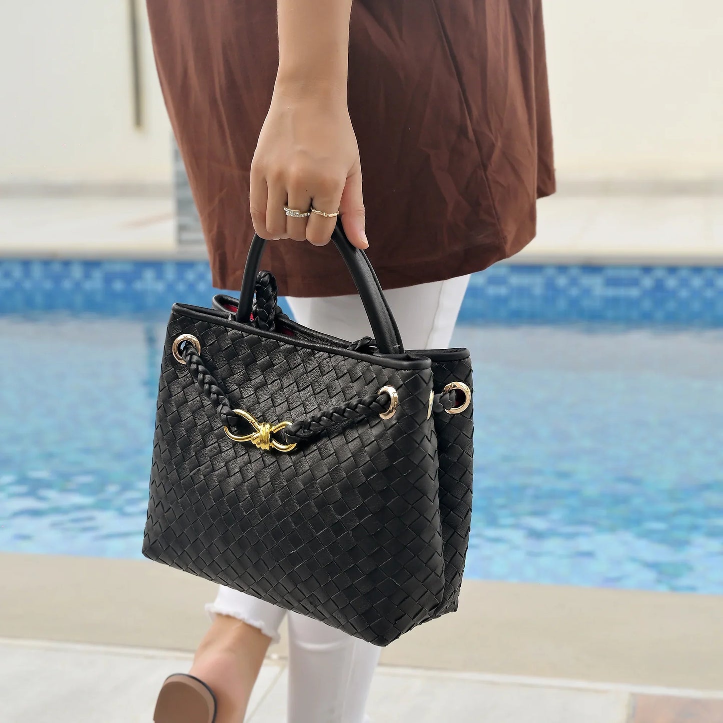 Eight Handwoven Womens Leather Bag