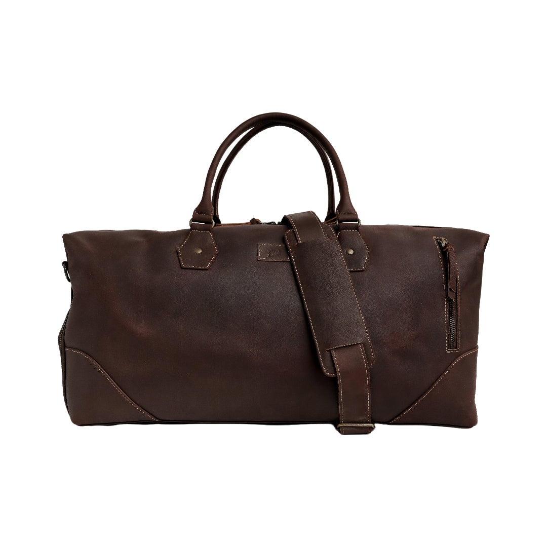 The Weekender Travel Leather Duffle Bag-Midnight Brown