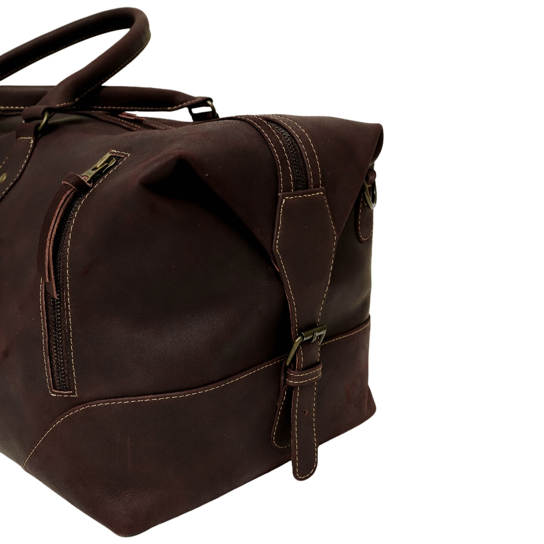 The Weekender Travel Leather Duffle Bag-Midnight Brown