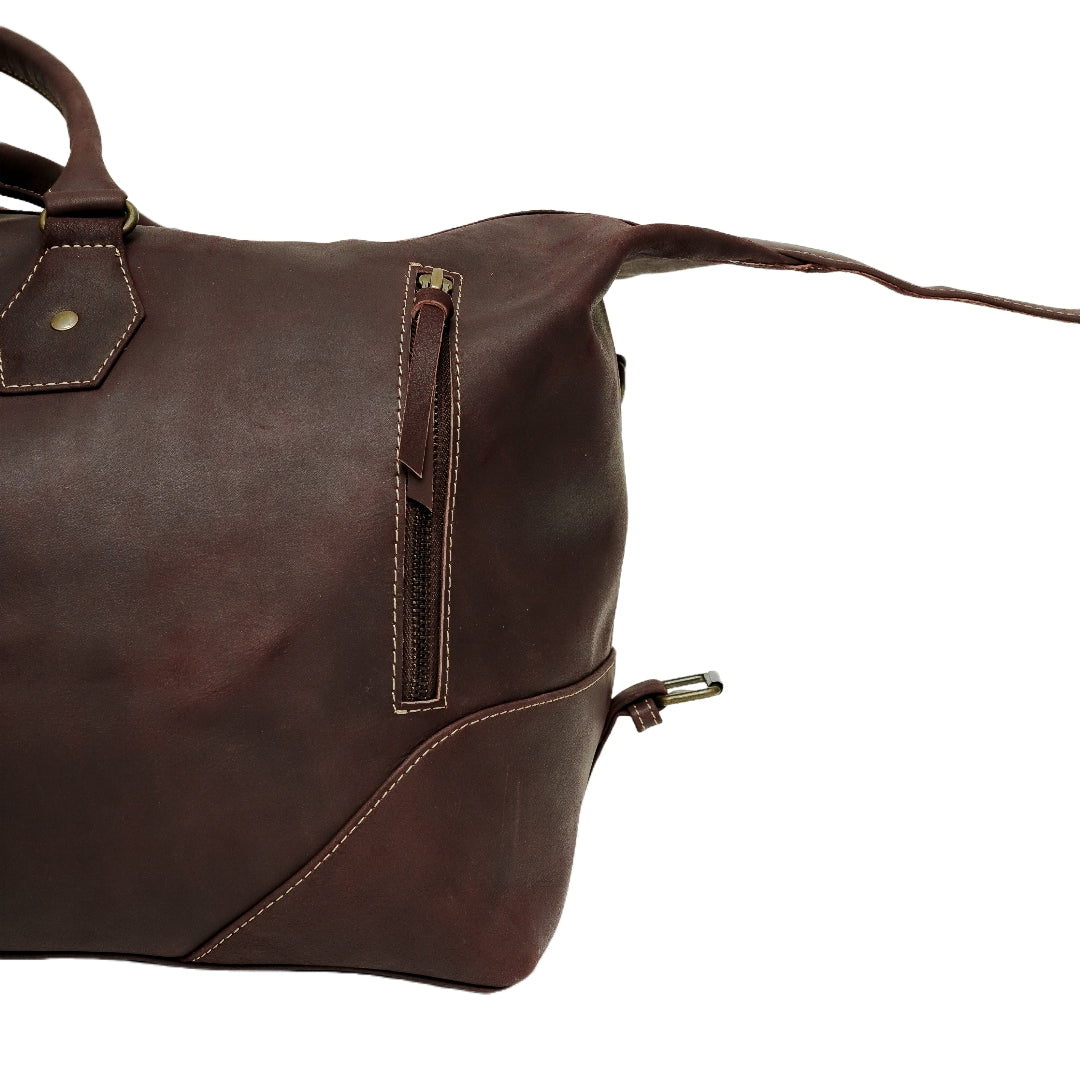 The Weekender Travel Leather Duffle Bag-Midnight Brown