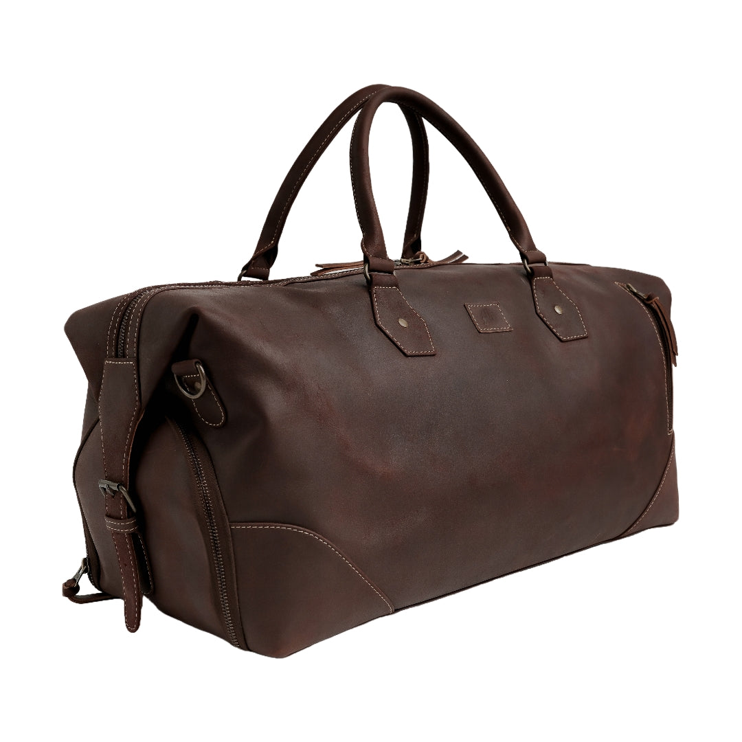 The Weekender Travel Leather Duffle Bag-Midnight Brown