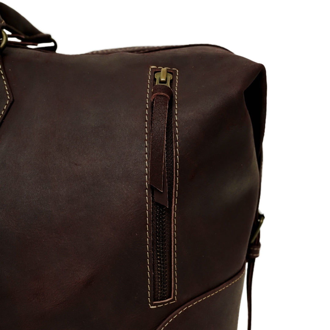 The Weekender Travel Leather Duffle Bag-Midnight Brown