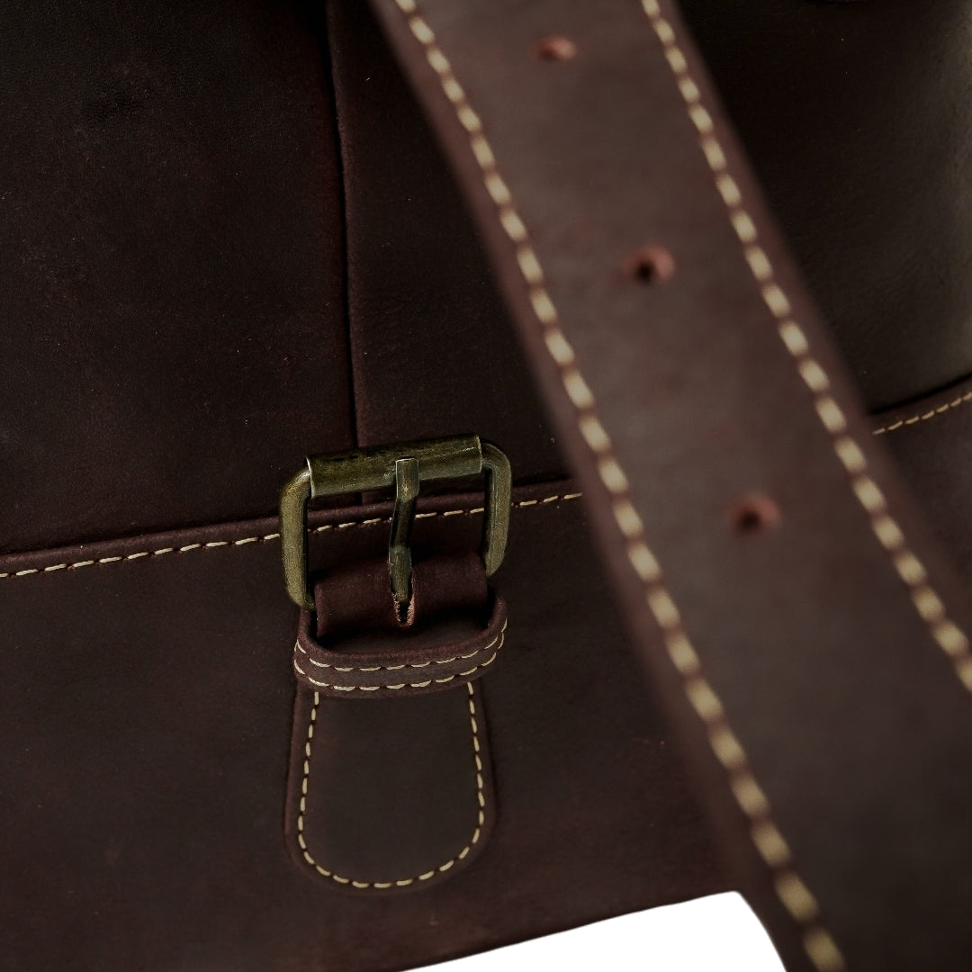 The Weekender Travel Leather Duffle Bag-Midnight Brown