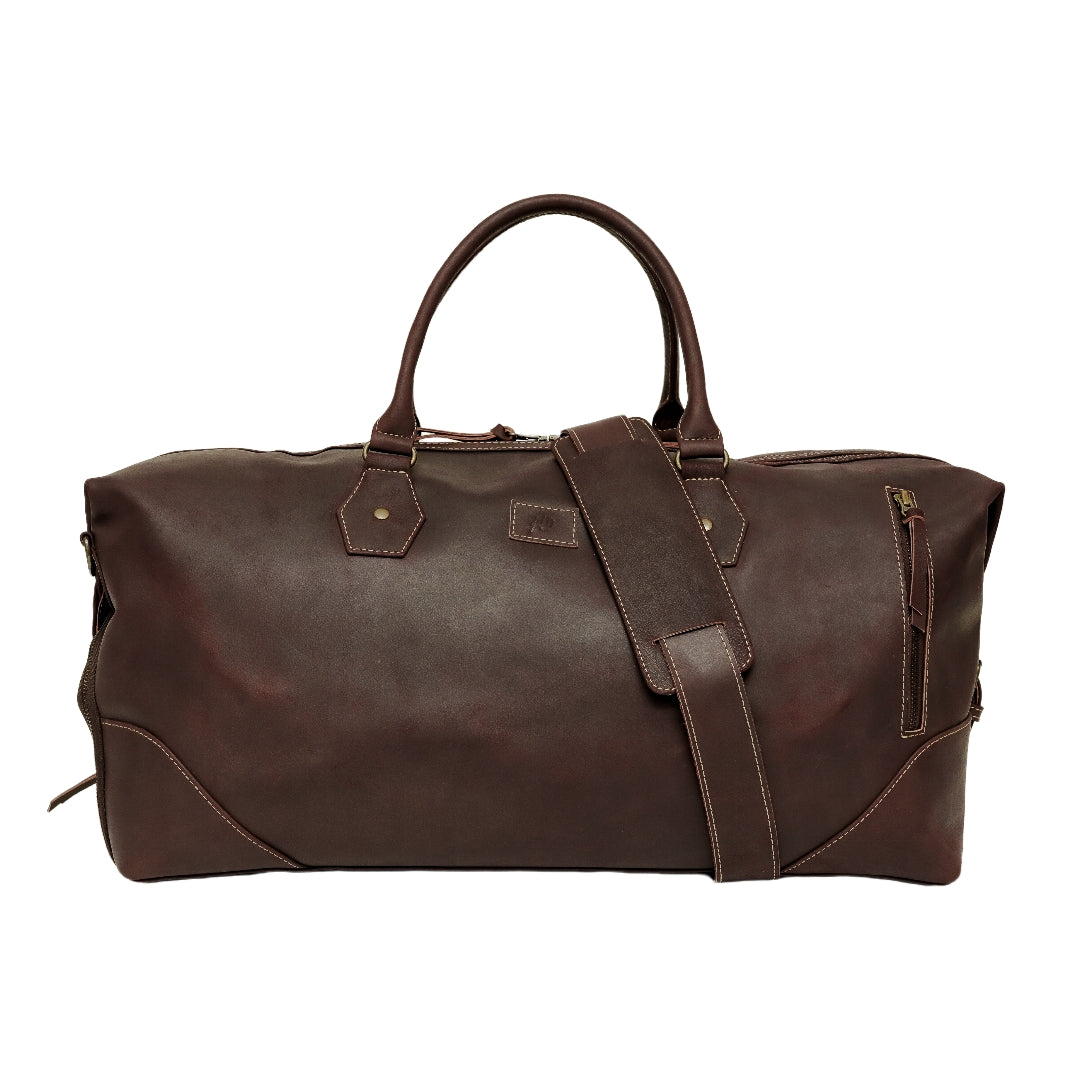 The Weekender Travel Leather Duffle Bag-Midnight Brown