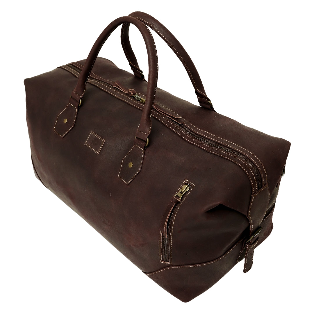 The Weekender Travel Leather Duffle Bag-Midnight Brown