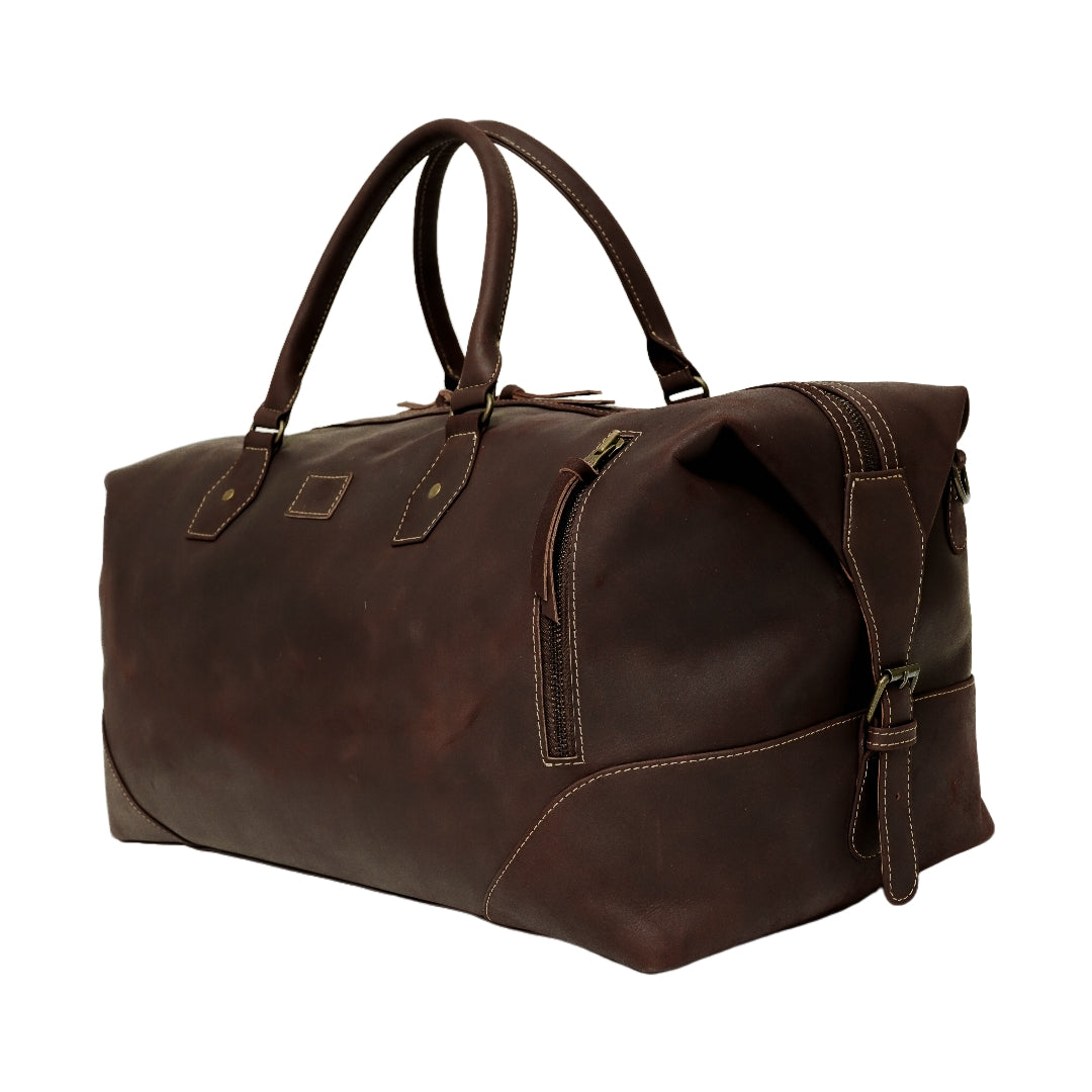 The Weekender Travel Leather Duffle Bag-Midnight Brown