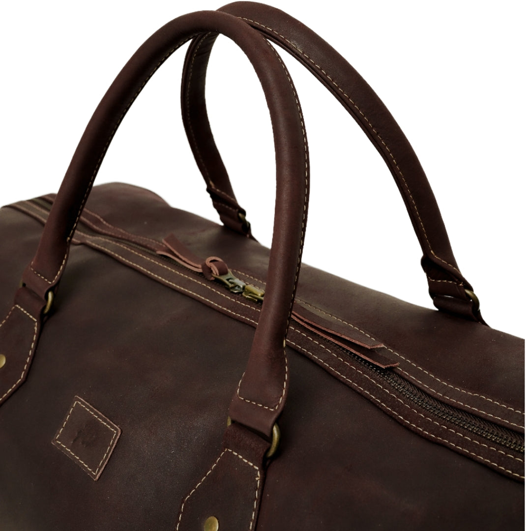 The Weekender Travel Leather Duffle Bag-Midnight Brown