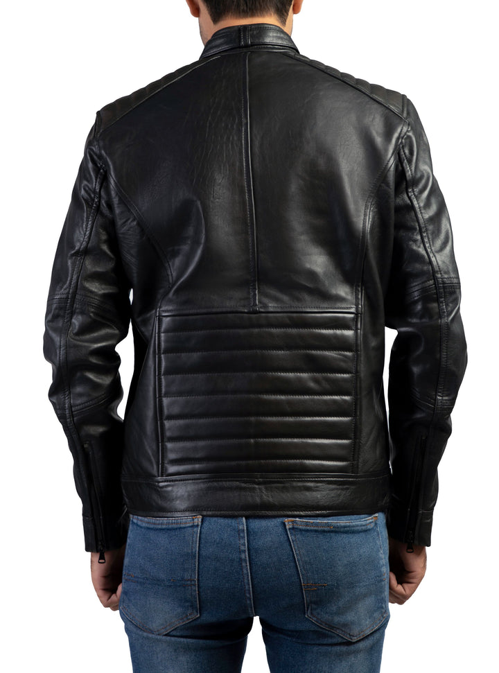 The Bravo Mens Leather Jacket-Black