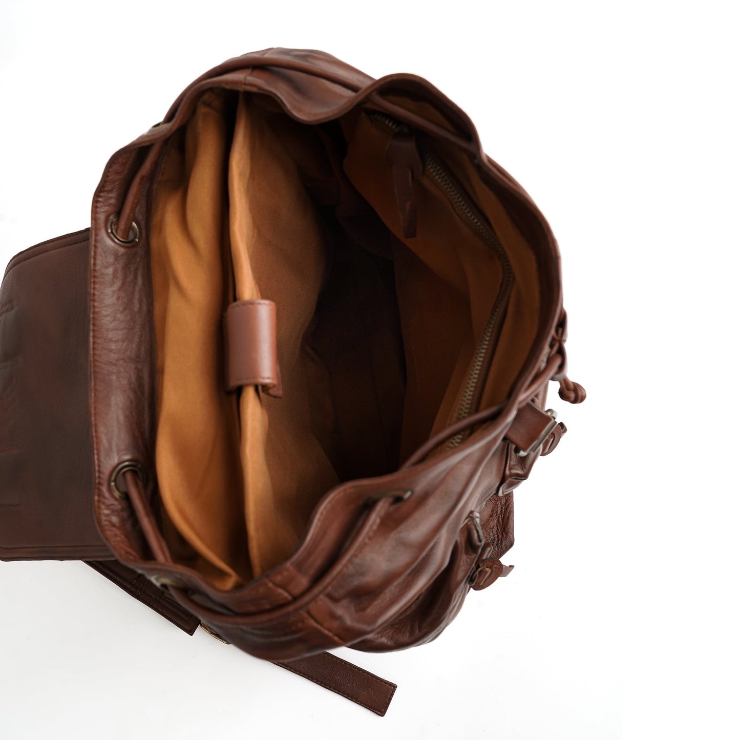 Leather Backpack Travel Laptop Office Bag - Tan