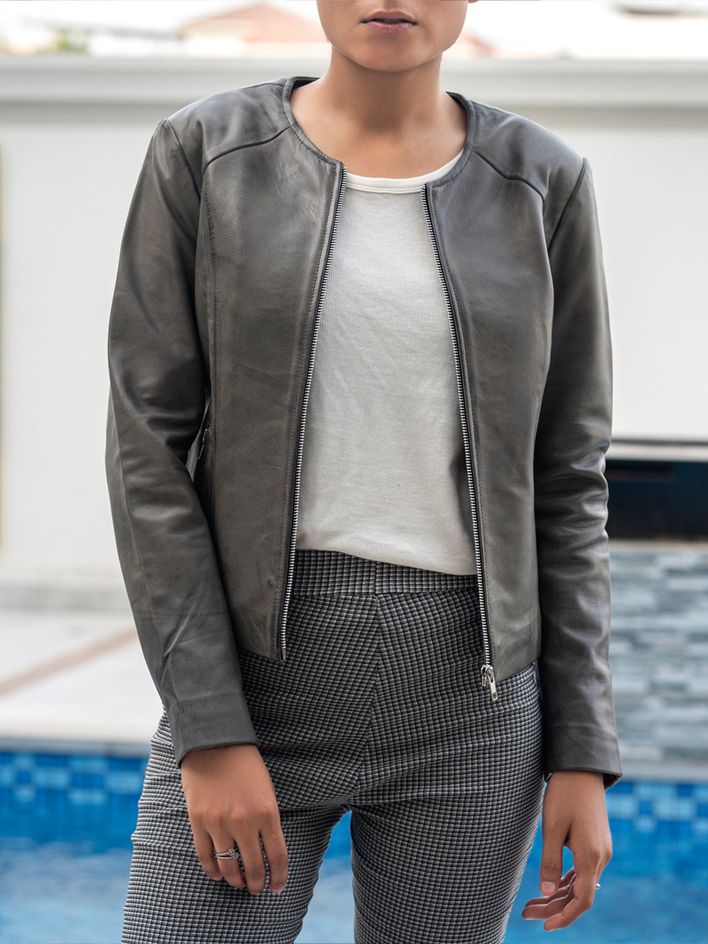 Womens Basic Everyday Leather Jacket