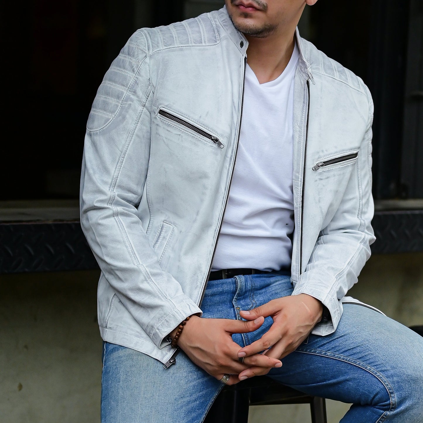 Jild Biker Style Cafe Racer Vintage Look Motorcycle Jacket