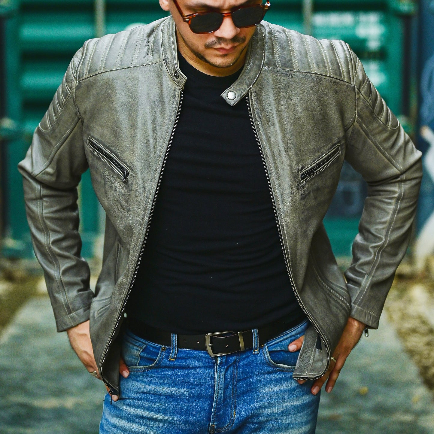 Jild Biker Style Cafe Racer Vintage Look Motorcycle Jacket