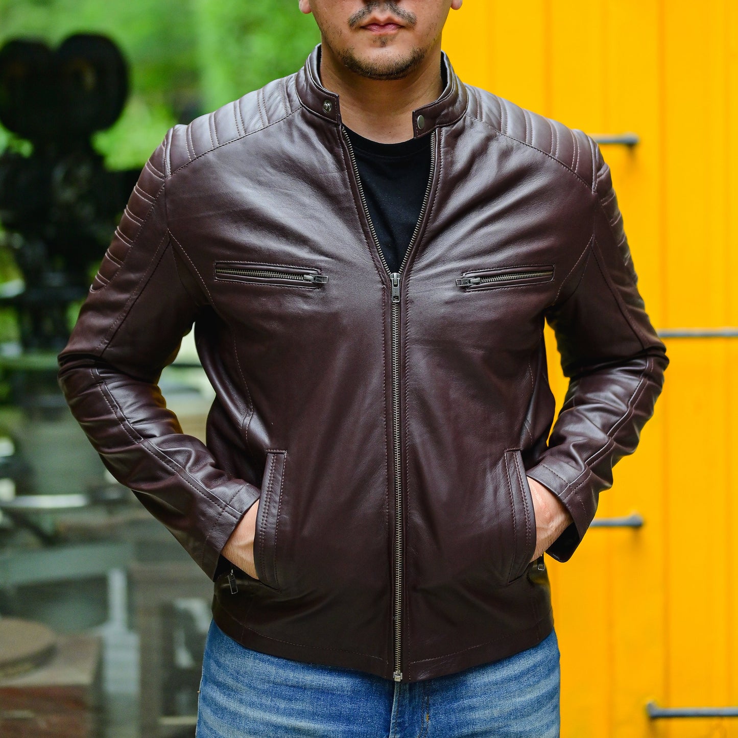 Jild Biker Style Cafe Racer Vintage Look Motorcycle Jacket