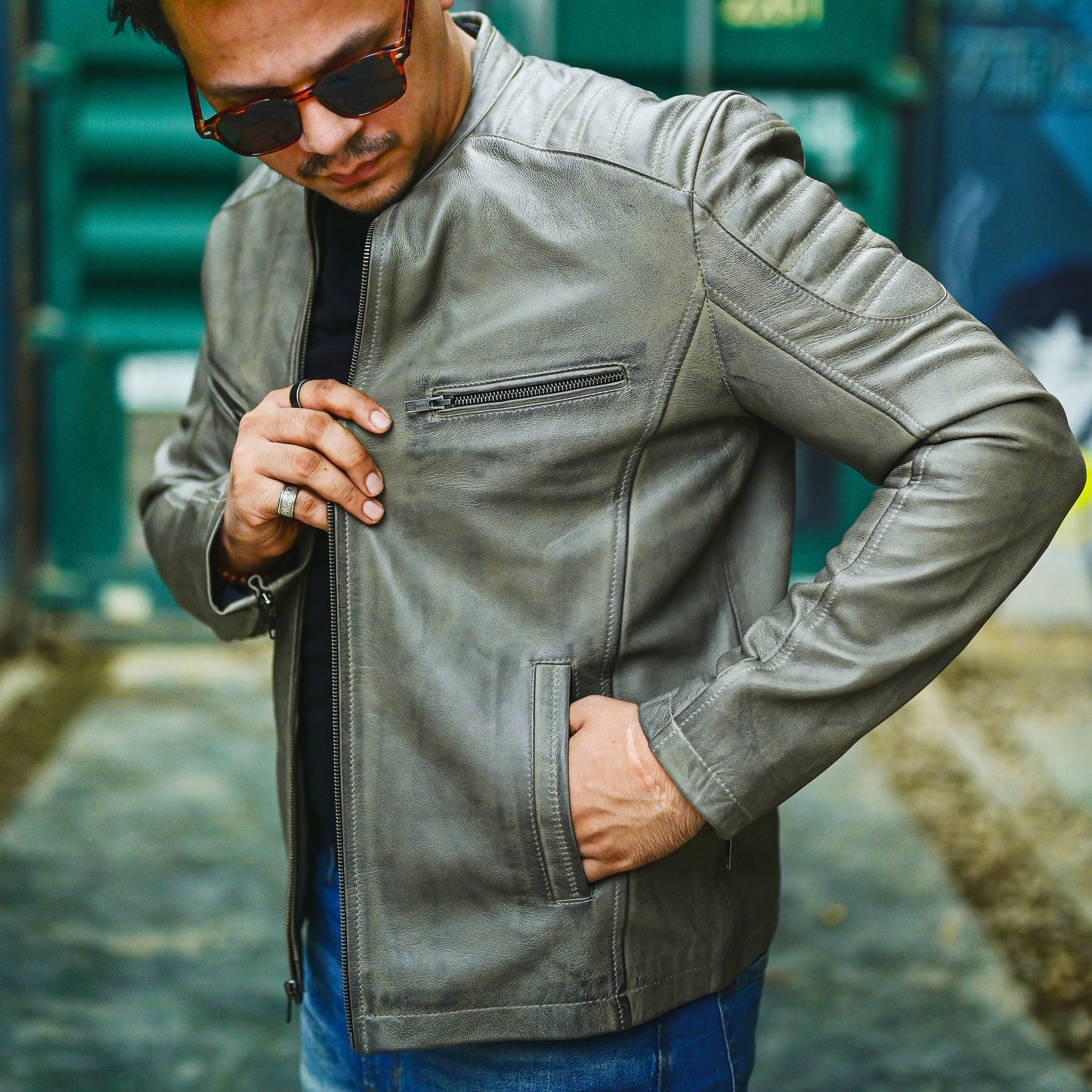 Jild Biker Style Cafe Racer Vintage Look Motorcycle Jacket