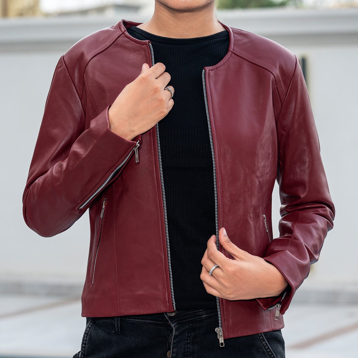 Womens Basic Everyday Leather Jacket