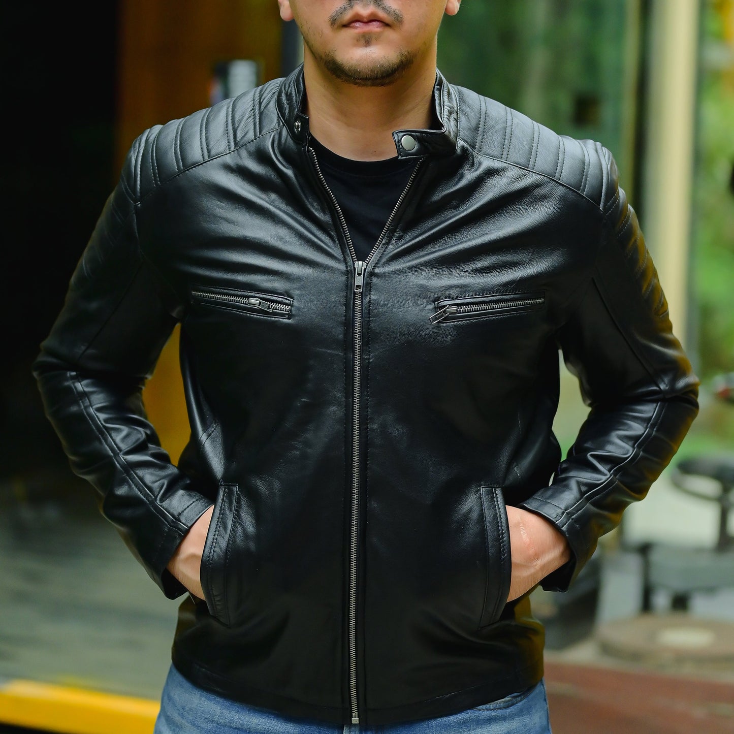 Jild Biker Style Cafe Racer Vintage Look Motorcycle Jacket