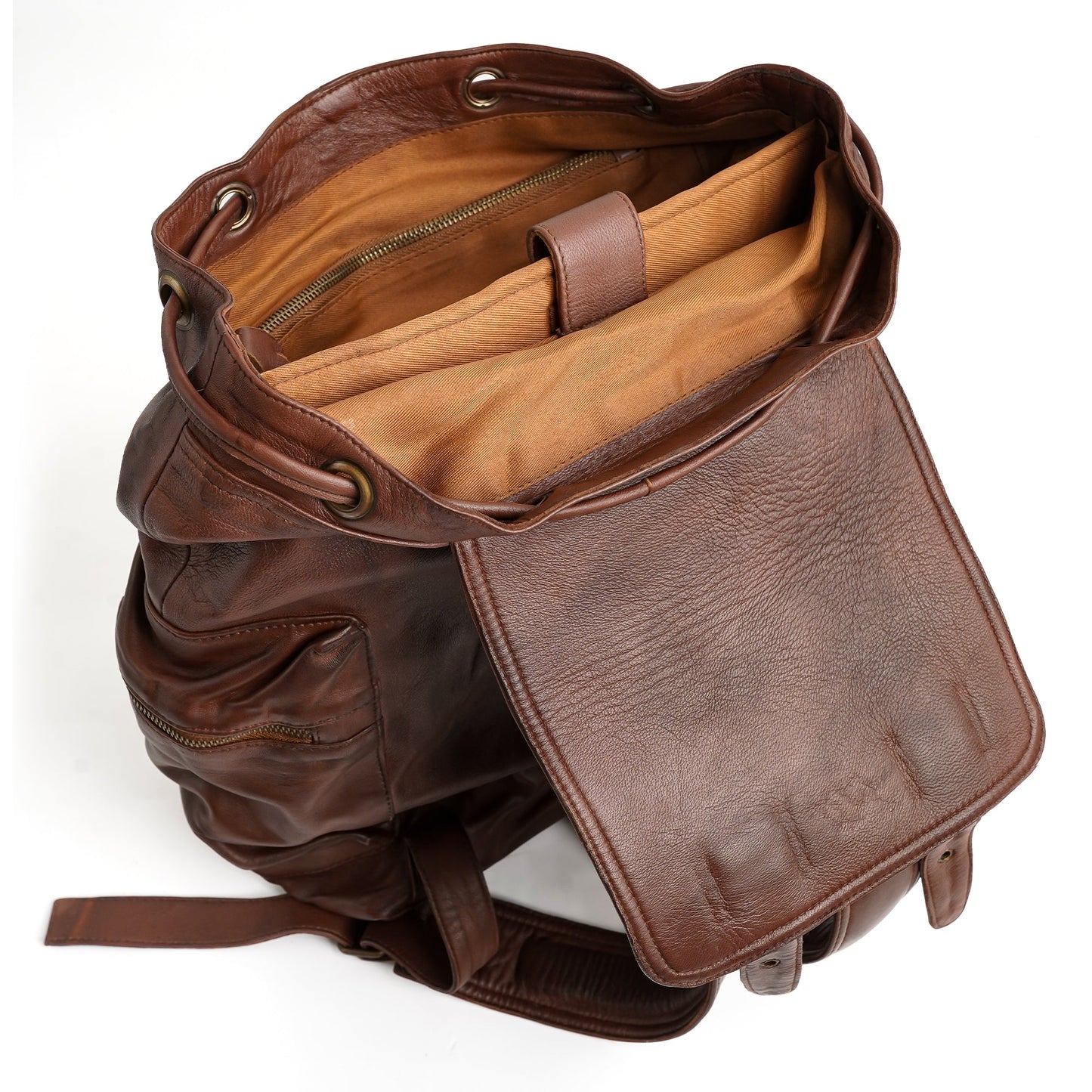 Leather Backpack Travel Laptop Office Bag - Tan