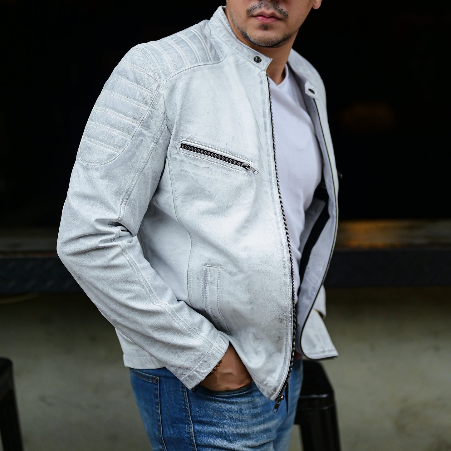 Jild Biker Style Cafe Racer Vintage Look Motorcycle Jacket