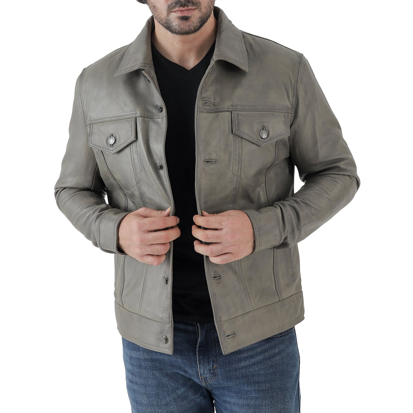 Men’s Leather Trucker Jacket