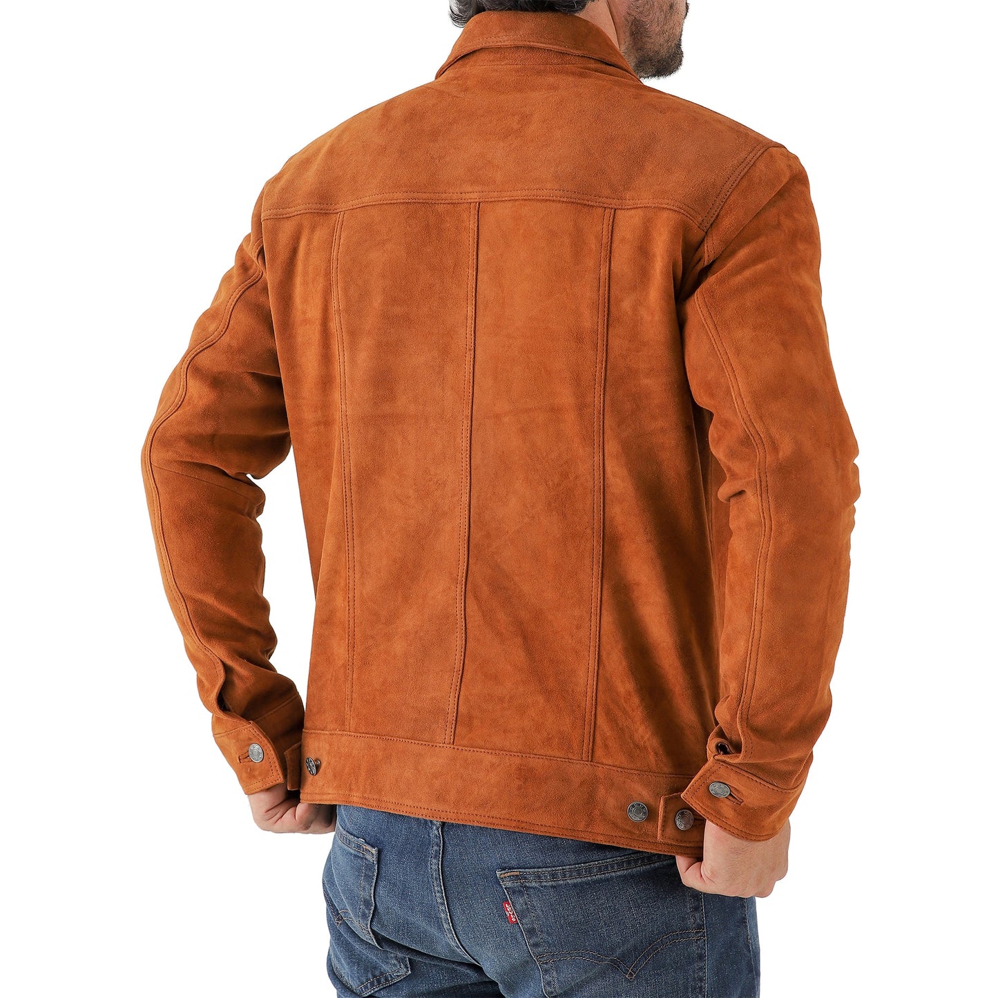 Men’s Premium Suede Leather Trucker Jacket Classic Shirt