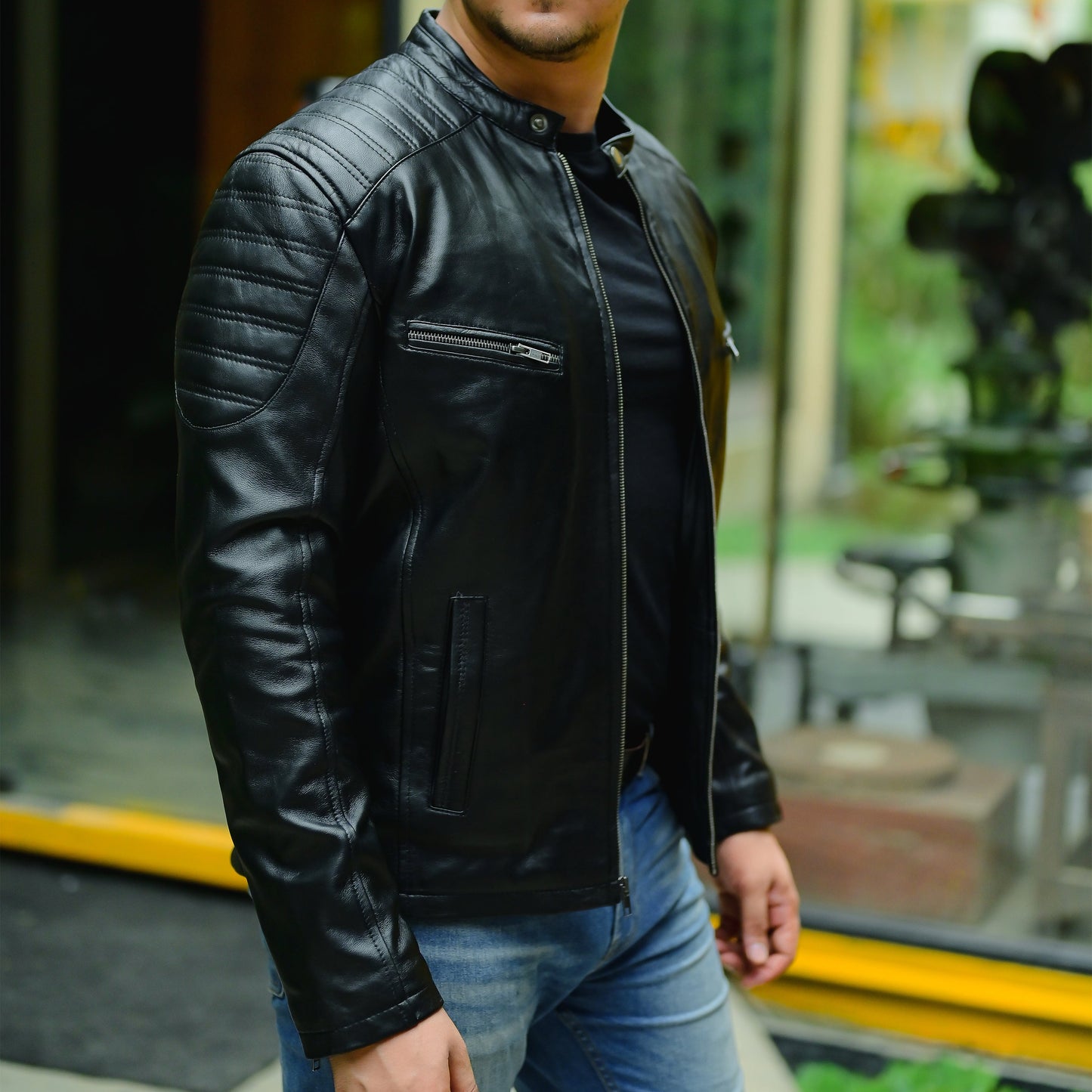 Jild Biker Style Cafe Racer Vintage Look Motorcycle Jacket