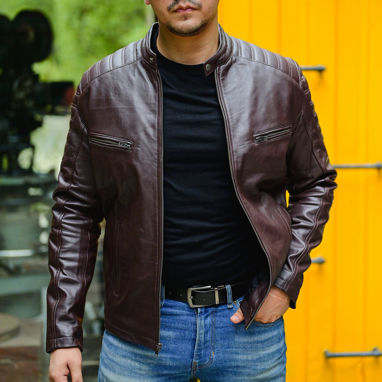 Jild Biker Style Cafe Racer Vintage Look Motorcycle Jacket