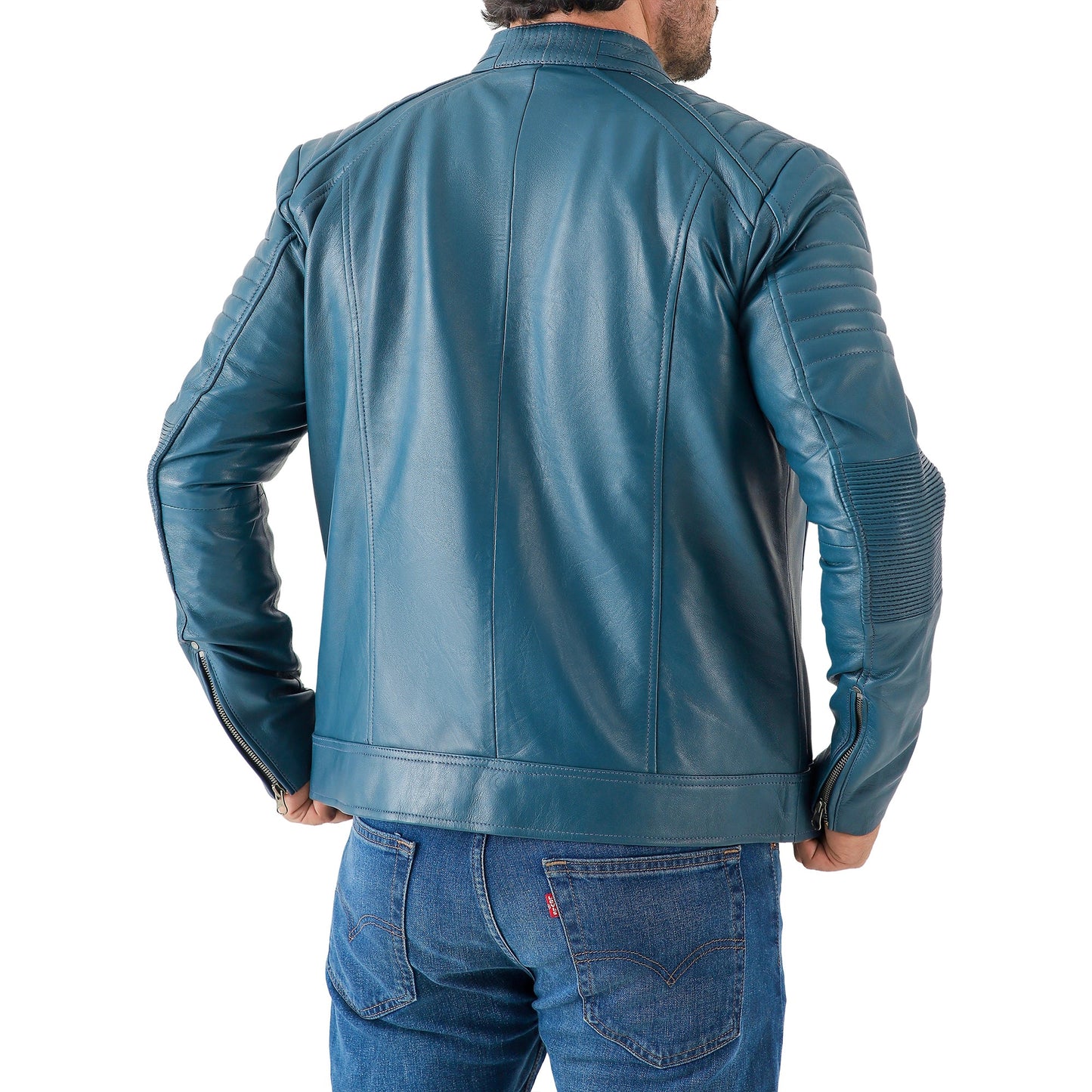 Jild Men's Cafe Racer Biker Leather Jacket