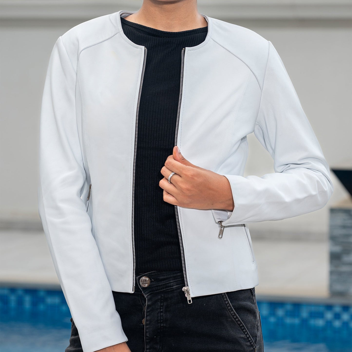 Womens Basic Everyday Leather Jacket