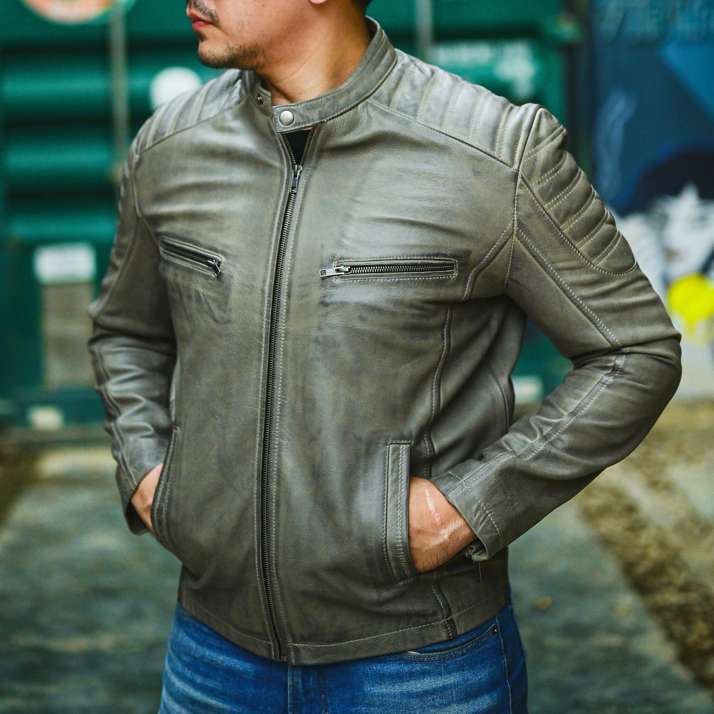 Jild Biker Style Cafe Racer Vintage Look Motorcycle Jacket