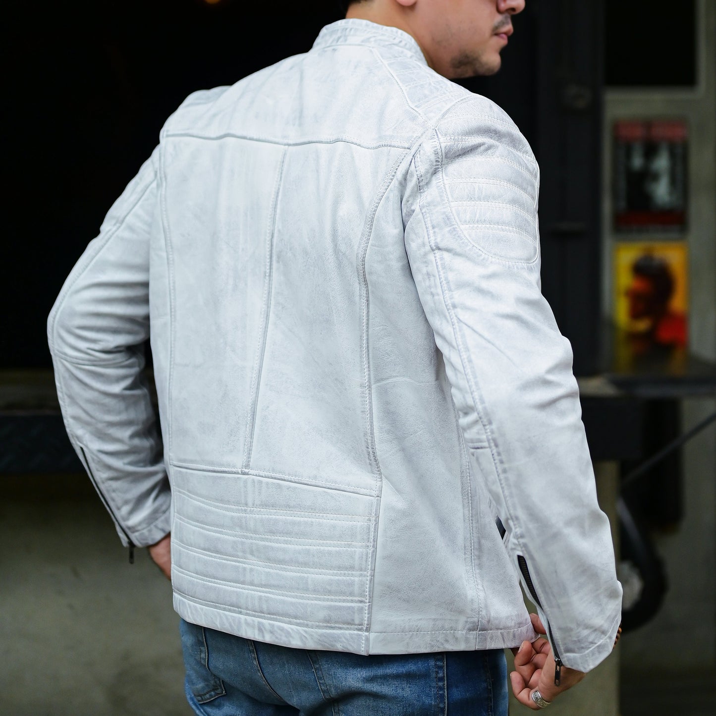 Jild Biker Style Cafe Racer Vintage Look Motorcycle Jacket