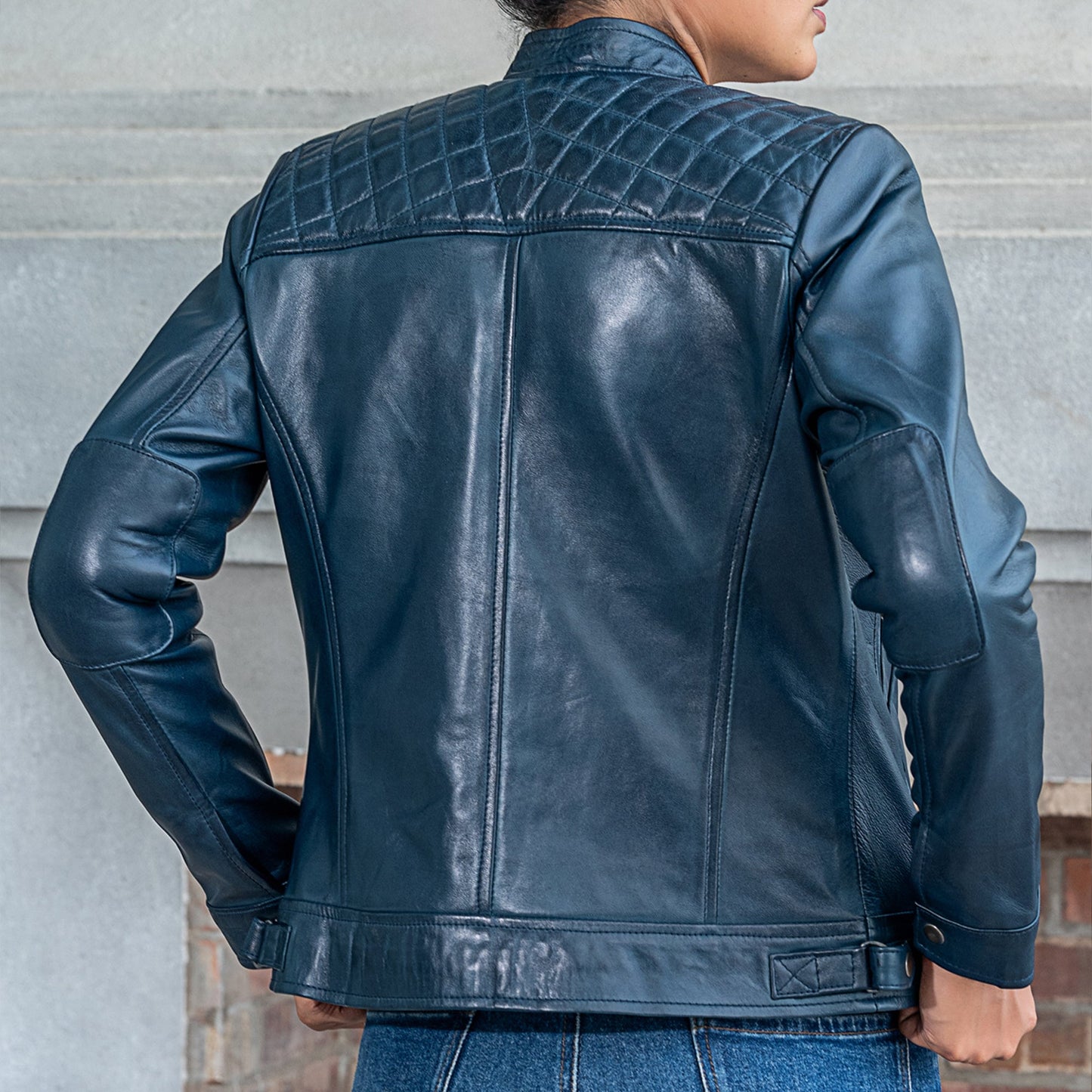 Women’s Quilted Lambskin Leather Jacket  Cafe Racer Style