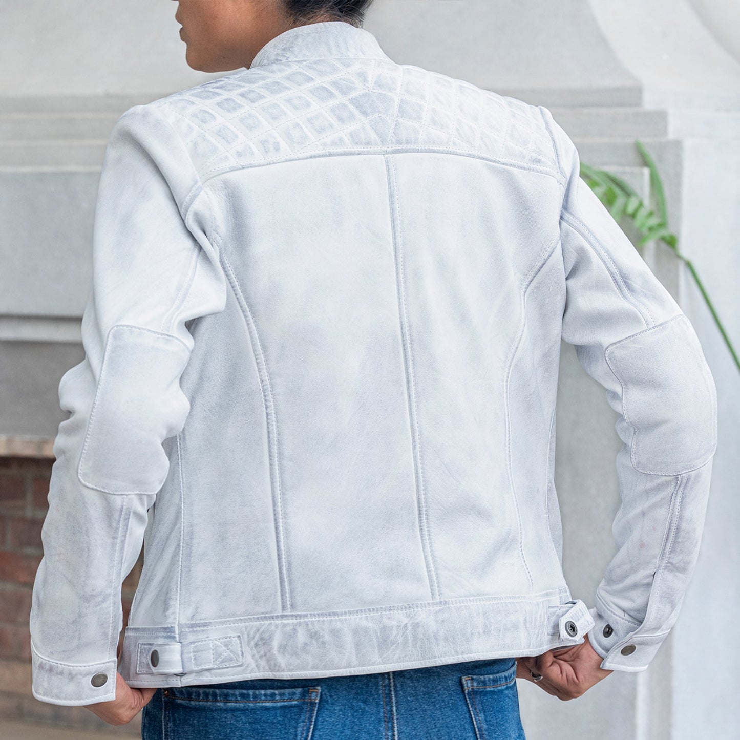 Women’s Quilted Lambskin Leather Jacket  Cafe Racer Style