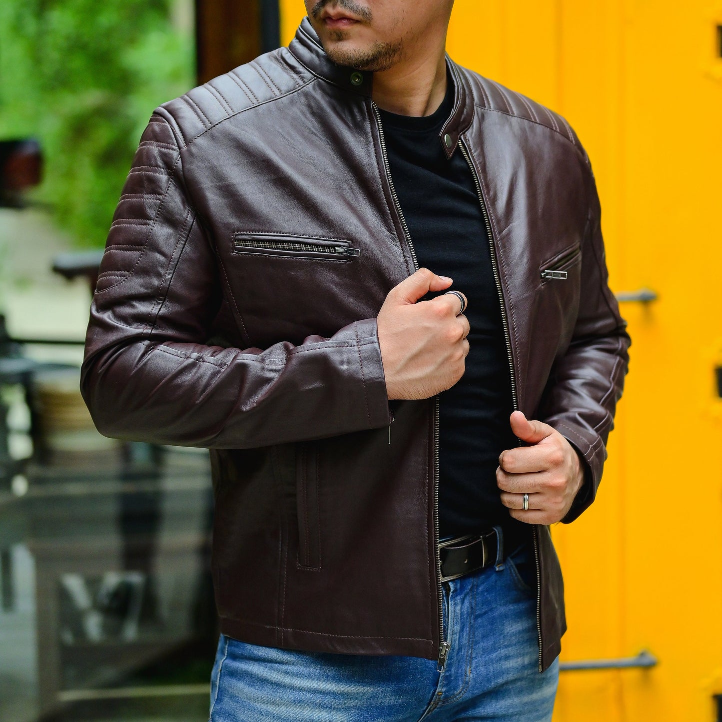 Jild Biker Style Cafe Racer Vintage Look Motorcycle Jacket