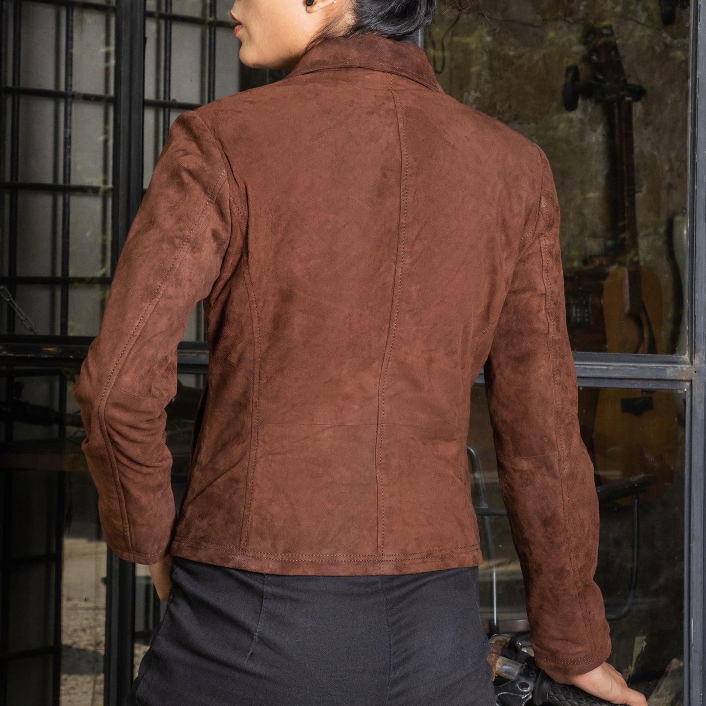 Real Suede Womens Biker Leather Jacket