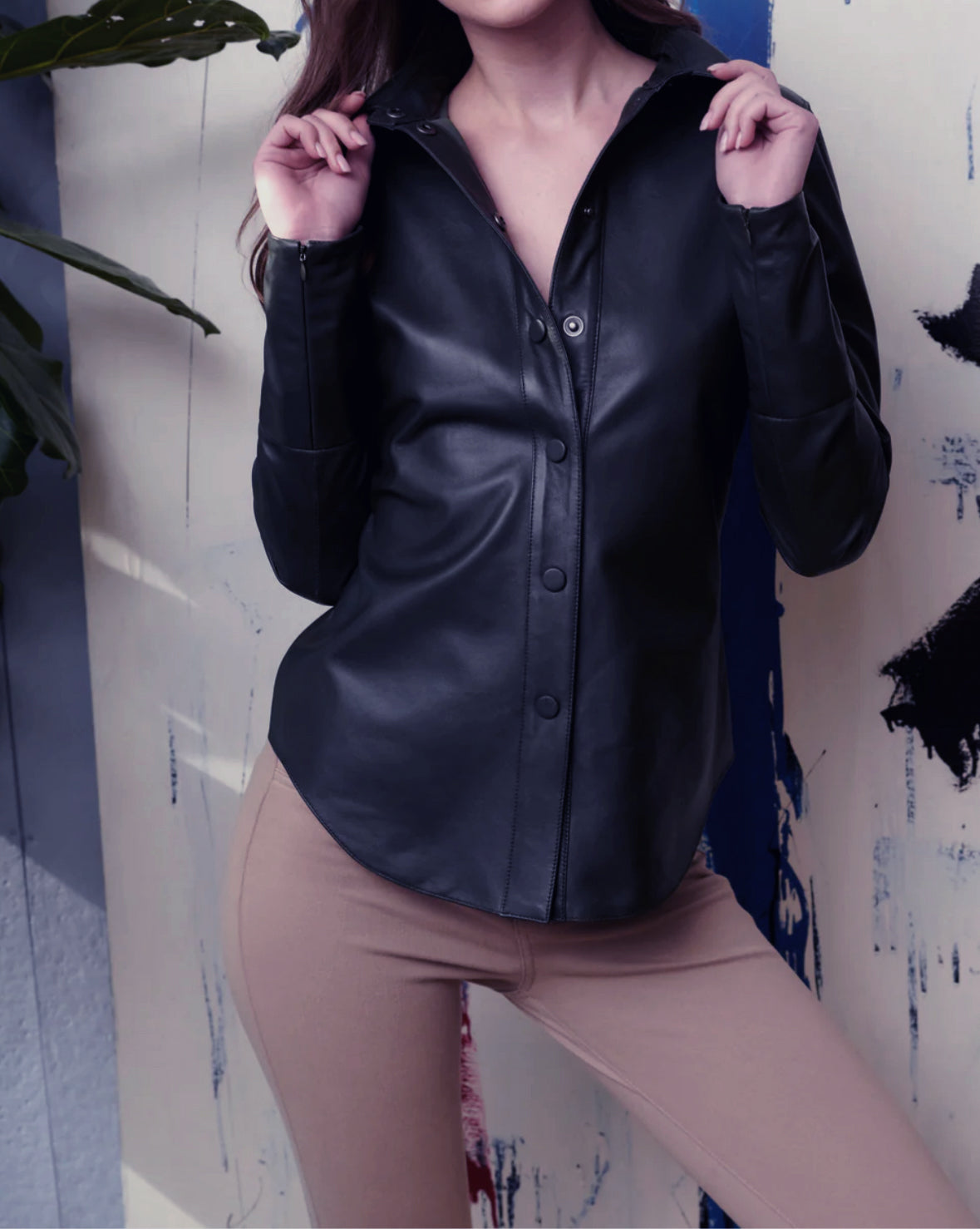 Womens Casual Leather Shirt