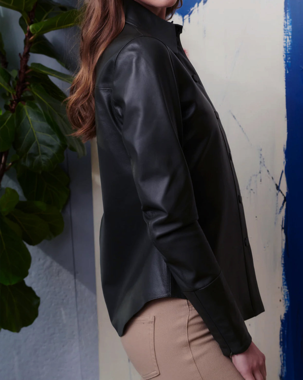 Womens Casual Leather Shirt